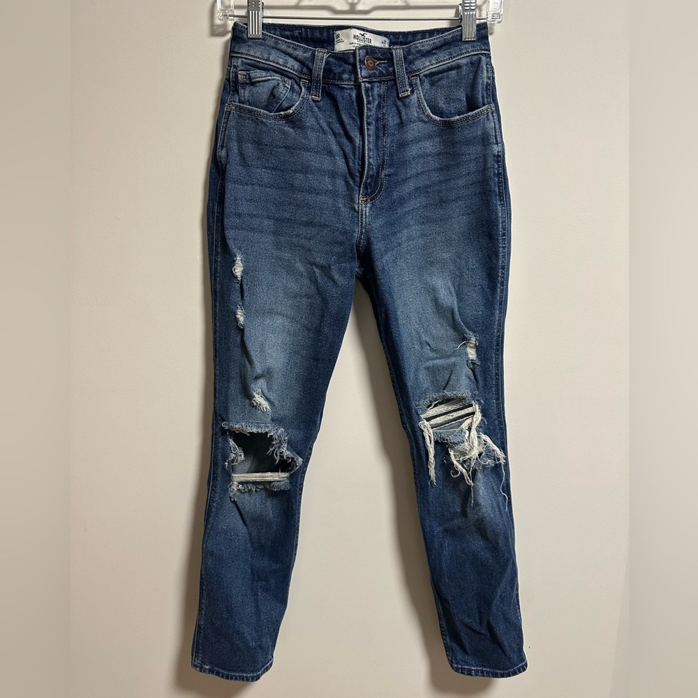 Hollister Mom Jean Distressed Blue Curvy High-rise